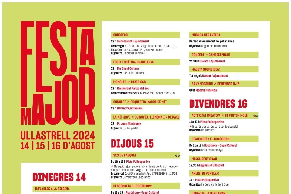 Cartell de la Festa Major d'Ullastrell. Foto Ajuntament d'Ullastrell