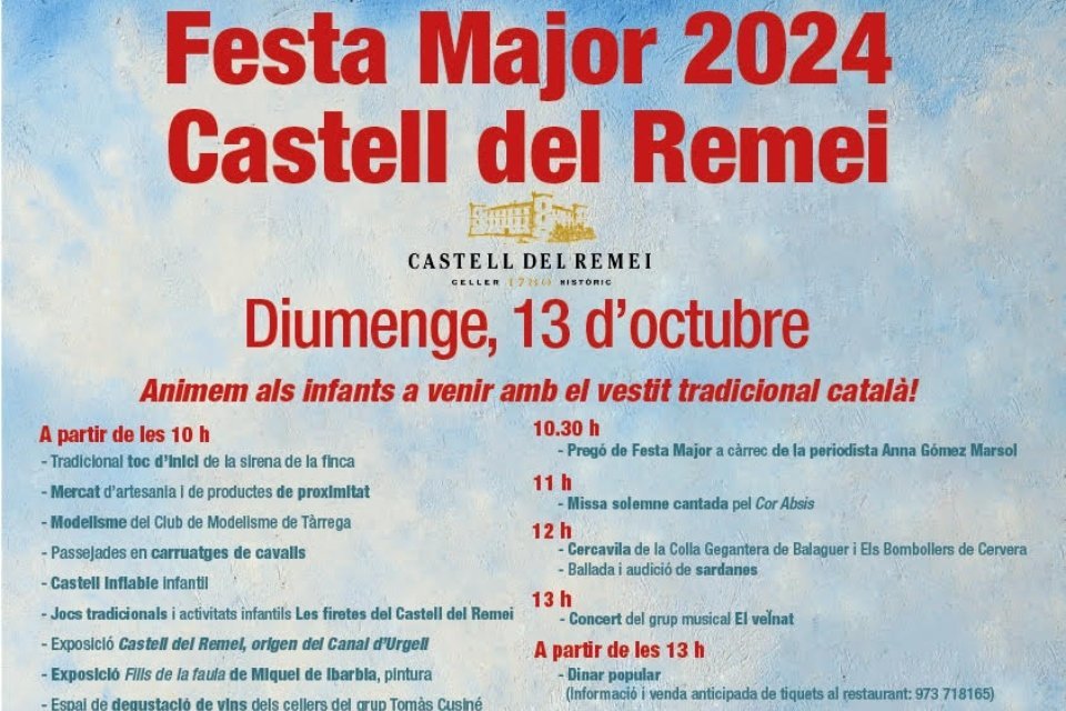 Cartell de la Festa Major del Castell del Remei. Foto: Cedida pel Castell del Remei