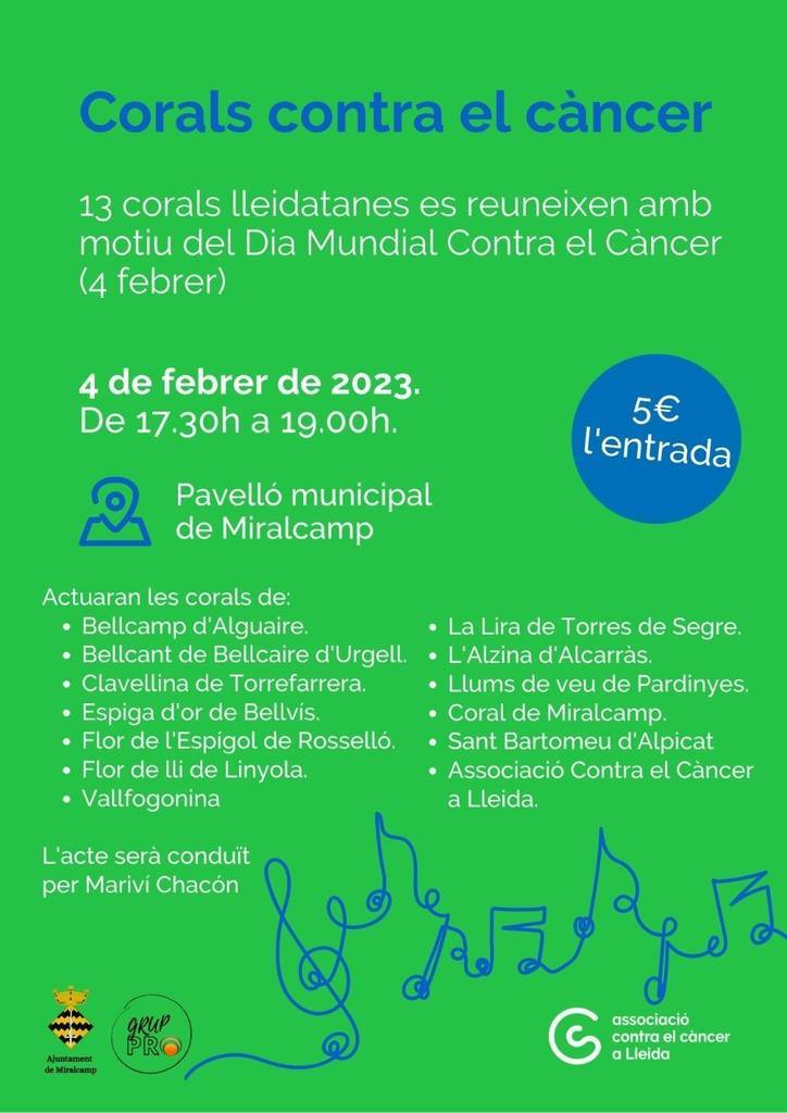 El cartell de la trobada de corals contra el càncer a Miralcamp ©AjMiralcamp